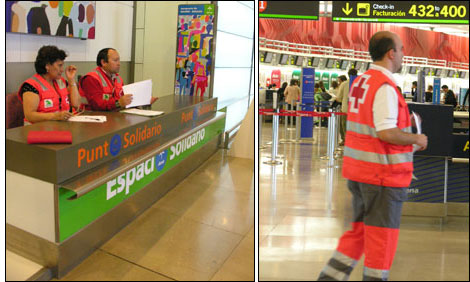 Los voluntarios de Cruz Roja informaron sobre la gripe en los aeropuertos españoles.