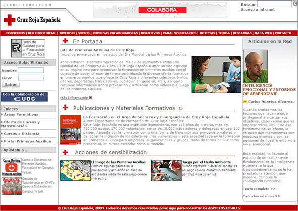 El site de primeros auxilios cuenta con formación online.