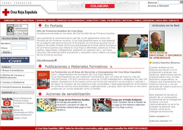 El site de primers auxilis compta amb formació en línia