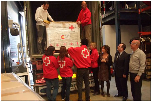 Salida de ayuda desde el Centro Logistico de Cruz Roja en la Comunidad Valenciana