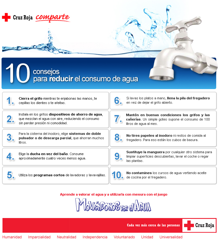 Cruz Roja, 10 consejos para reducir el consumo de agua..::..