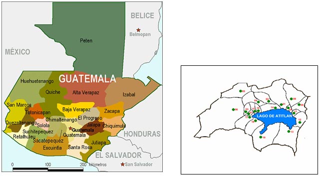 La República de Guatemala situada en el centro del continente americano