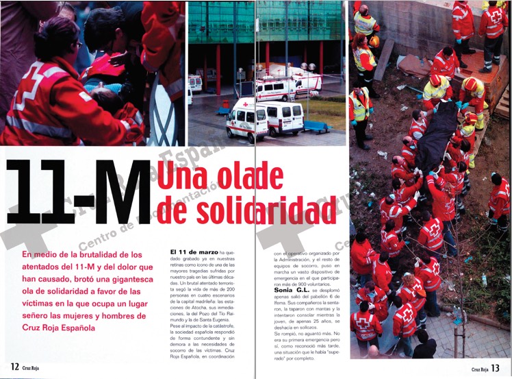 Portada del reportaje sobre la ayuda de Cruz Roja tras los atentados de Atocha