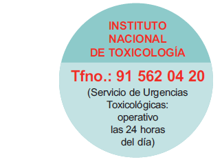 INSTITUTO NACIONAL DE TOXICOLOGÍA Tfno.: 91 562 04 20 (Servicio de Urgencias Toxicológicas: operativo las 24 horas del día)