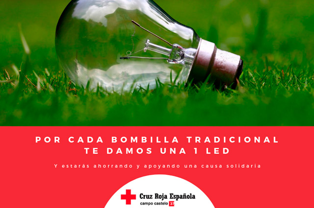 Campo Castelo 37. Medio ambiente y sostenibilidad. Campaña de ahorro energético. Bombillas LED. 2018. Cruz Roja Lugo