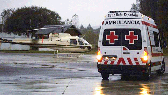 Ambulances Red Cross of Lugo. Airplane, helicopter