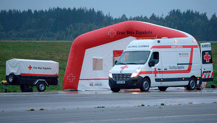 Spanish Red Cross in Lugo. Emergency tents