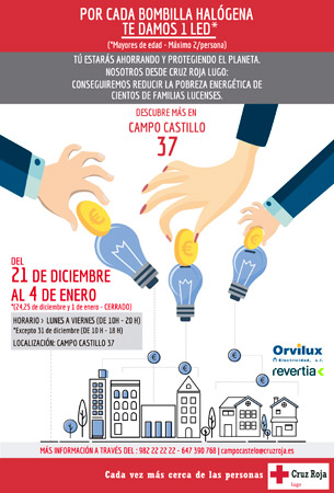 Campaña de ahorro energético. Por cada bombilla halógena te damos un LED